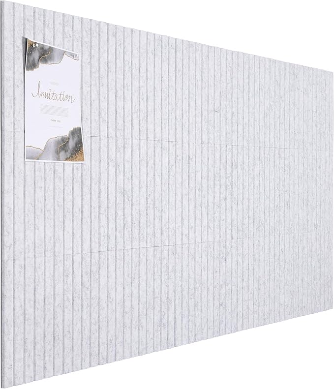 Large Cork Board Alternative, 15 Pack Felt Board with Safe Removable Adhesive Tabs Felt Wall Tiles, Large Cork Boards for Walls, Cork Board for Home Office, Pin Boards for Walls, Stripe Marble White