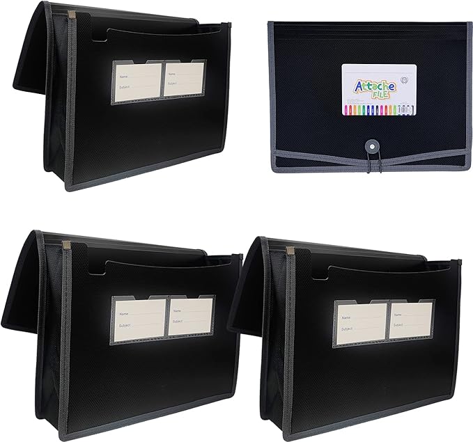 Premium Quality Plastic Expanding File Folder Document Organizer, 3.5" Expansion, A4 Letter Size for Home School Office Organization, 4 Pack