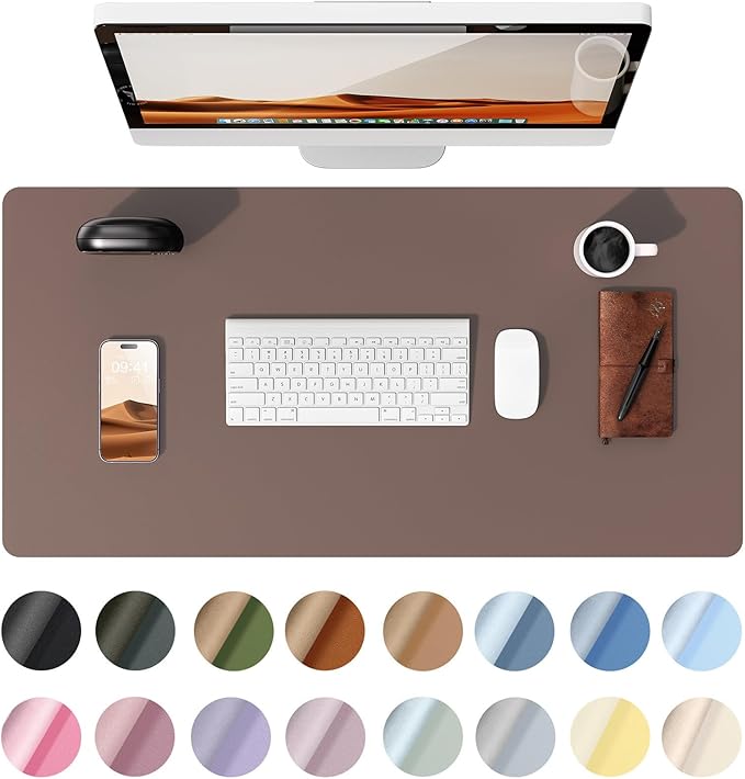 YSAGi Leather Desk Protector, Office Mat, Large Mouse Mat, Non-Slip PU Leather Blotter, Laptop Desk, Waterproof Writing Pad for Office and Home (Chocolate, 35.4" x 17")