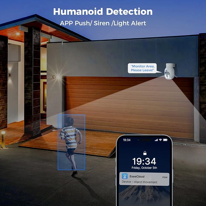Hiseeu Security Camera Wireless Outdoor, 3MP Color Night Vision WiFi Home Video - Image 4
