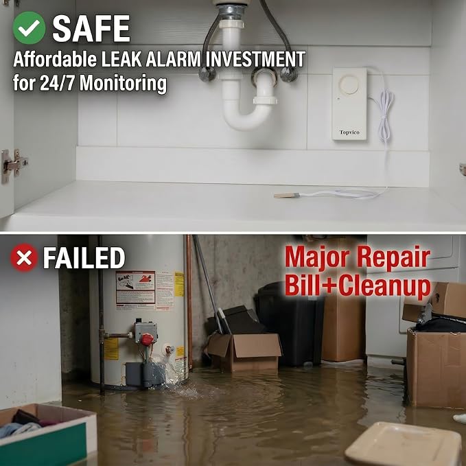 Water Leak Detector, 120dB Loud Siren, Powered by 9V Battery, Sensor Alarm - Image 8