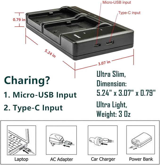 Kastar 2-Pack LB-070 Battery and LTD2 USB Charger Replacement - Image 4