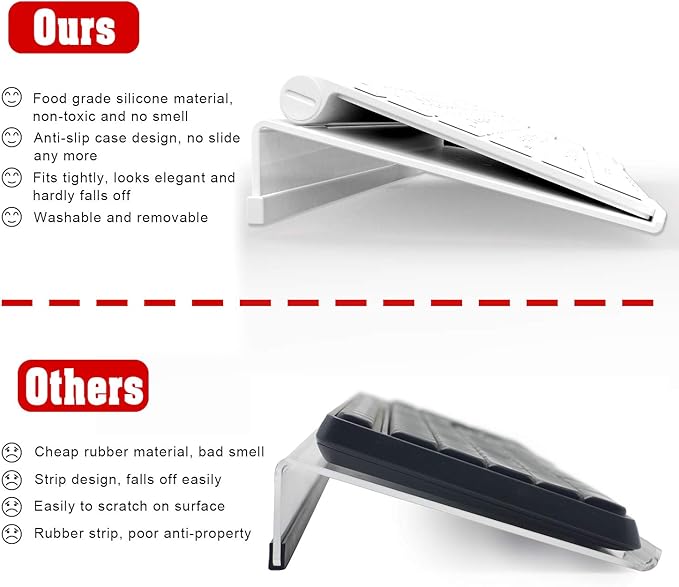 Mini Computer Keyboard Stand - 11.8'' x 5.1'' - Acrylic Keyboard Holder for 78 Keys, Universal Compact, with White Silicone Strip
