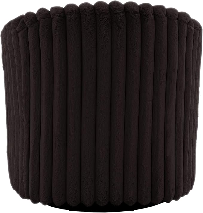 UIXE Faux Fur Swivel Accent Chair, Modern Upholstered Armchair Barrel Club Chair for Living Room, Chocolate