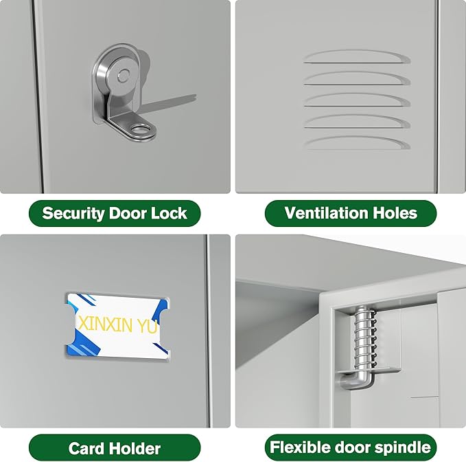 Metal Lockers for Employees with Lock,Metal Storage Locker with 18 Doors for School Garage Office Gym Bedroom,Assembly Required,18 Door Light Grey