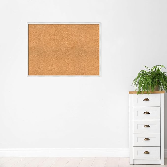 Amanti Art Natural Cork Board for Wall, 33x45 Vision Board with White Frame, Oversize Corkboard Office Decor for Home Organization, Country Rustic Corkboard Pinboard to Display Items for Home
