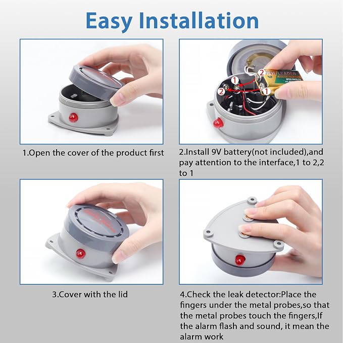 Water Leak Detector 2 Pack, Shackcom Water Alarm 110DB, Waterproof & - Image 6