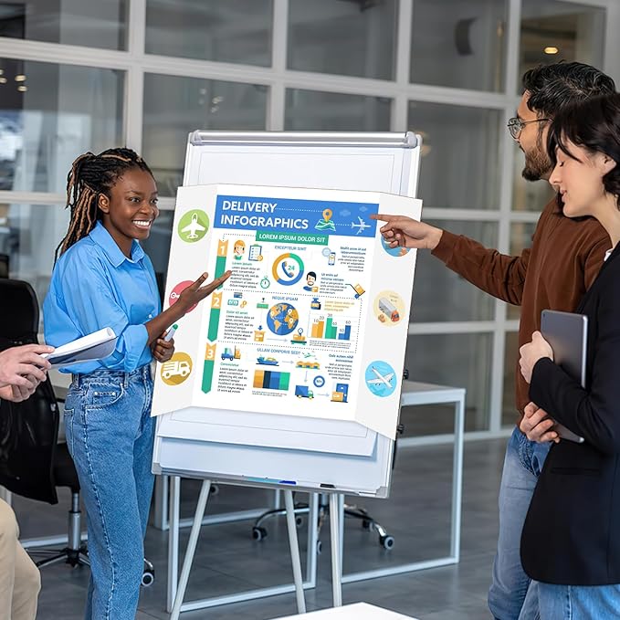 2 Pack Trifold Poster Board 48" X 36", IKAYAS Single sided White Poster Boards, Science Fair Display Boards Posterboard Foamboard for Mounting, Prints, Art, Display,Projects Classroom Supplies