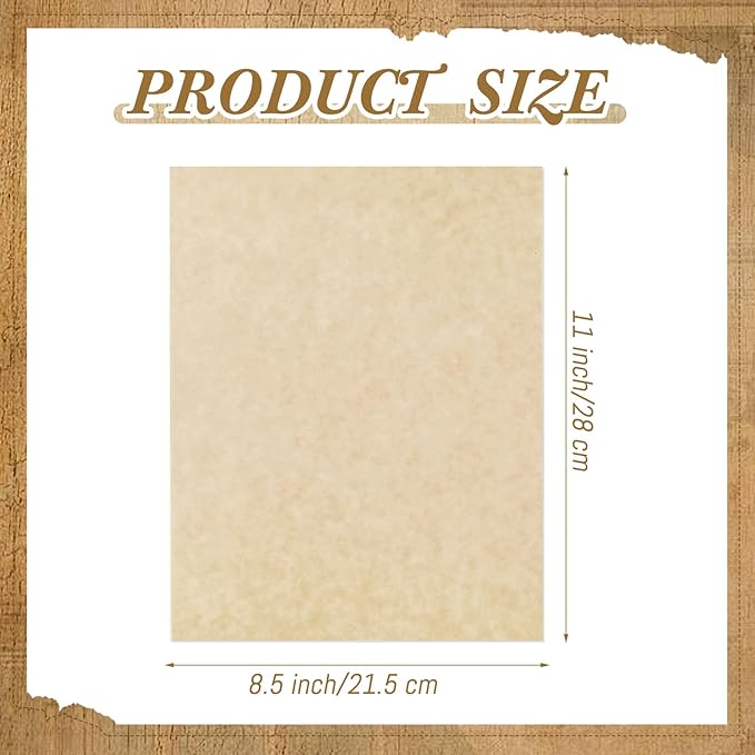 Epakh 200 Sheets Old Age Parchment Paper 8.5 x 11 Inch Standard Letter Vintage Colored Old Parchment Semblance Double Side Printing Paper (Mixed Color)