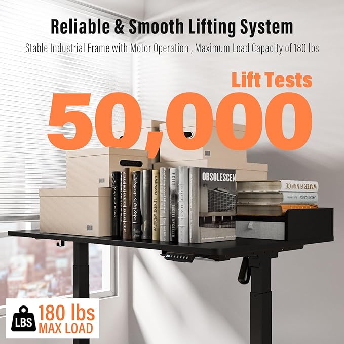 Standing Desk with Drawers,Thickened Table Legs Sit Stand Desk Electric for Home Office & Gaming,Ergonomic Stand Up Desk Cable Management Tray(Classic Black) (Classic Black, 55″ x 30″)