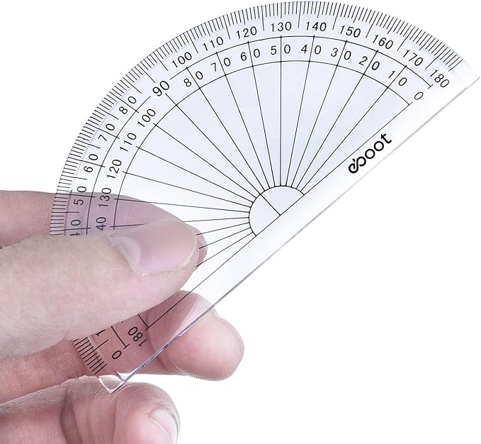 EBOOT 50 Pcs Math Protractors Plastic Protractor 180 Degrees, 4 Inches(Clear)