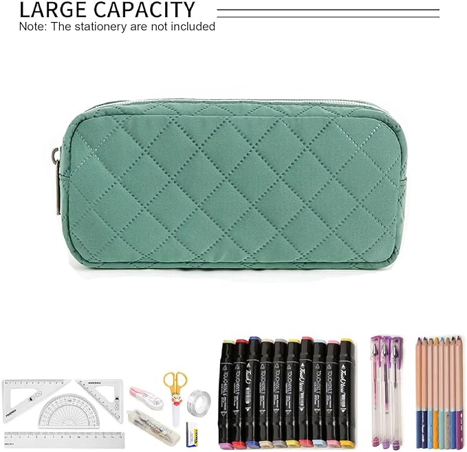 Della Gao Small Pencil Case Large Capacity Pencil Pouch Marker Pen Bag Coin Pouch Office Stationery Organizer (DarkGreen-02RH)