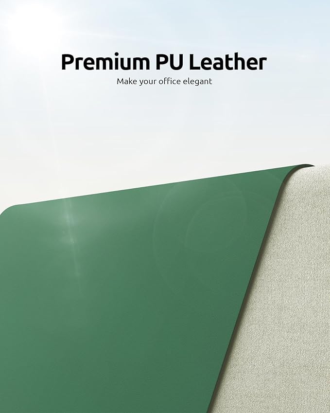 YSAGi Leather Desk Pad Protector, Office Desk Mat, Large Mouse Pad, Non-Slip PU Leather Desk Blotter, Laptop Desk Pad, Waterproof Desk Writing Pad for Office and Home (Jade Green, 31.5" x 15.8")