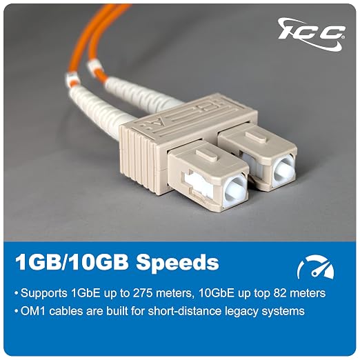 ICC LC to SC Duplex Multimode 62.5/125 Fiber Patch Cable, OFNR Riser, 2.0mm Zip - Image 3