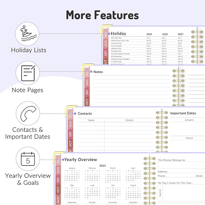 Jul 2025 - Dec 2026 Planner, Forvencer Academic Planner 2025-2026, 18 Month Daily Planner, 8.5" x 11", Weekly & Monthly Agenda Book, Hardcover Calendar Book, School Supplies for Student Teacher, Green