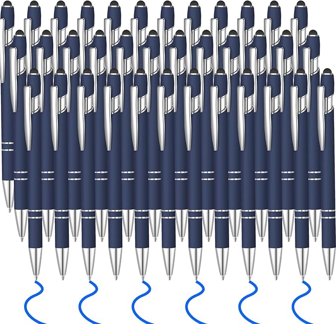 36 Pcs Blue Ink Ballpoint Pen with Stylus 2 in 1 Ballpoint Pen for Touch Screens School Office Coworkers (Blue)