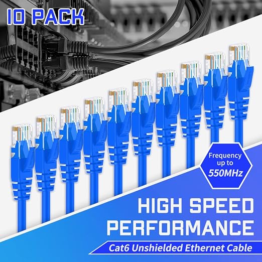 Cat6 Ethernet Cable 6 Feet 10 Pack Network RJ45 Cat6 Internet Patch Cable - Image 2