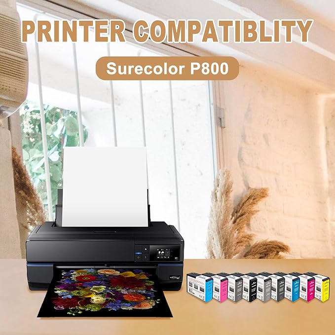 T850 Ink Cartridge Remanufactured T8501 T850100 Ink Cartridge Replacement for Surecolor P800 Printer(Photo Black)