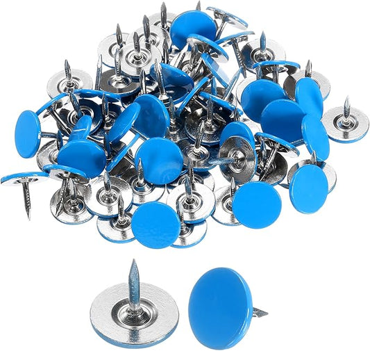 uxcell 60Pcs Upholstery Tacks, 11mmx10mm Flat Head Thumb Tack Decorative Furniture Nails Push Pins for Furniture Sofa Headboards, Blue