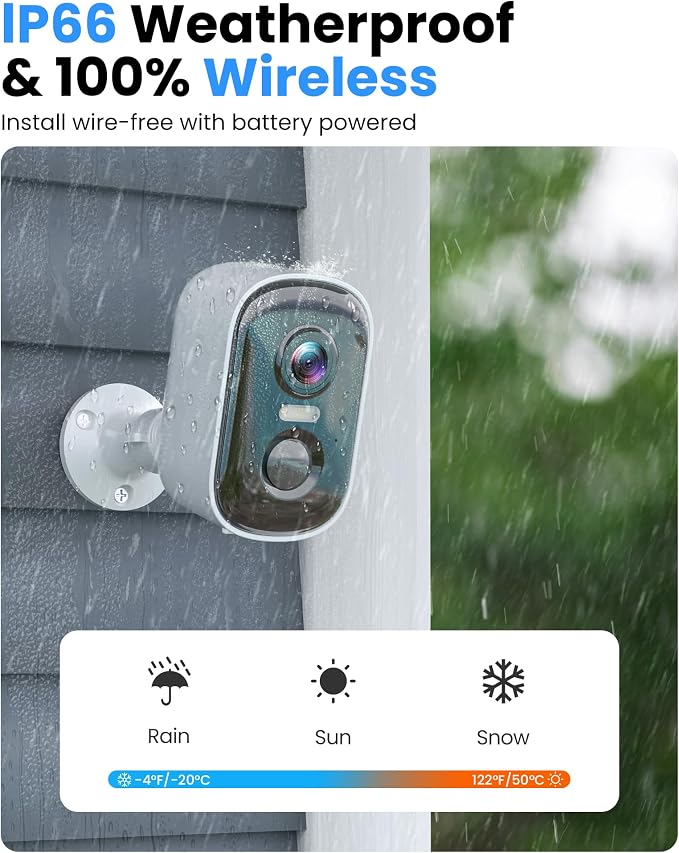 2K Security Cameras Wireless Outdoor, 2 Pack Battery Powered WiFi Cameras - Image 5