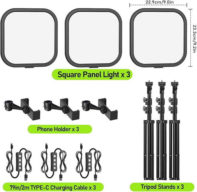 ALTSON 3 Pack LED Video Panel Light, 2500-8500K Dimmable Studio Lights - Image 7