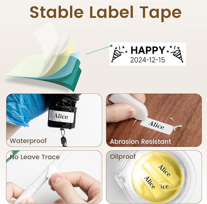 Phomemo D30 Label Maker, Bluetooth Mini Label Maker Machine, Portable Thermal Printer Small Rechargeable Labeler for Kids School Classroom Teacher Supplies, Home Office Labeler Works with Tablet/Phone