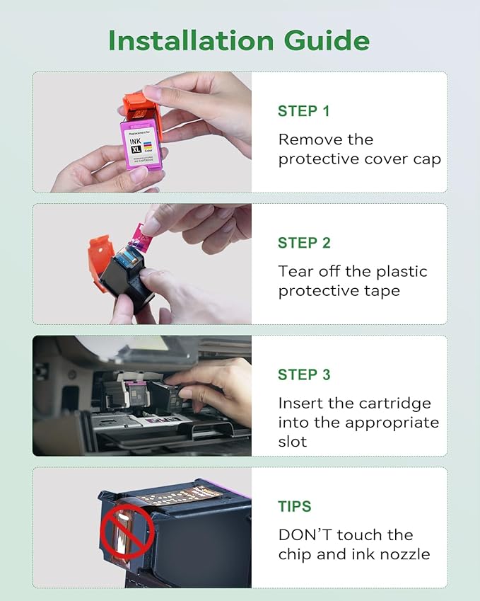 62XL Ink Cartridges Black and Color Remanufactured Replacement for HP Ink 62 HP62XL Combo Pack Compatible with Envy 7640 5660 5540 7645 5740 5746 OfficeJet 250 200 Mobile Printer, 2-Pack