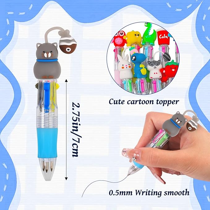 12Pcs Mini Multicolor Pens in One 4-in-1 Cute Pens Bulk for Kids, Ballpoint Pen for Birthdays and Children's Parties, Fun Pen Gifts Assorted Ink Kawaii Pen