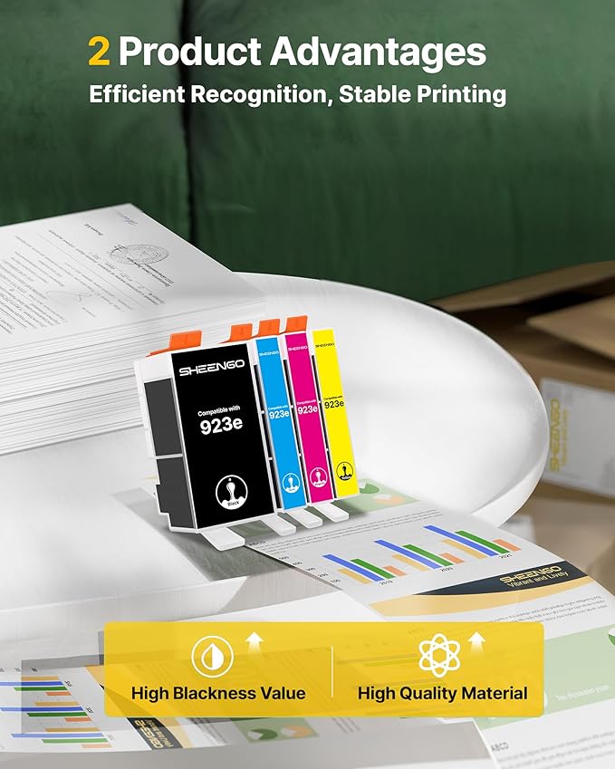 923XL 923e 923 Ink Cartridges for HP Printers with Chip Replacement for HP Ink 923e 923 for OfficeJet Pro 8135 8130 8139 8138 8122 8120 8124 8125 8130 8132 8134 Printer, Black Cyan Magenta Yellow