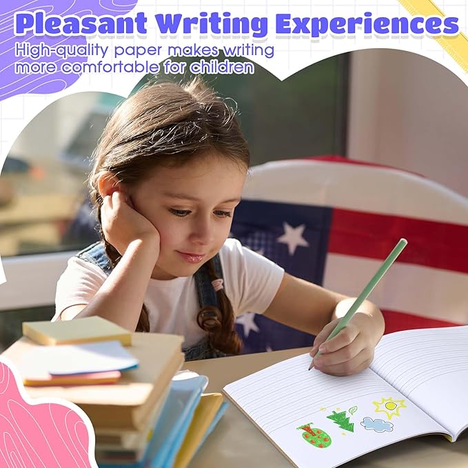 Henoyso 40 Pcs 120 Pages Primary Composition Notebooks K-2, Primary Journal Grades K-2, Writing Journal Practice Notebook for Kids in Preschool, Kindergarten, Back to School Supplies (Rainbow)