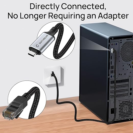USB C to Ethernet Cable 10FT, Type C to RJ45 Nylon Cord, Gigabit Directly - Image 4