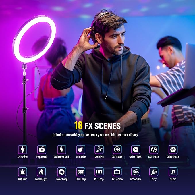 NEEWER 12" Ring Light with Stand Tripod Compatible with iPhone, 24W LED RGB - Image 6
