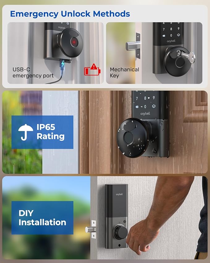 Fingerprint Smart Door Lock, ANYBELL Keyless Entry Door Lock - Image 7