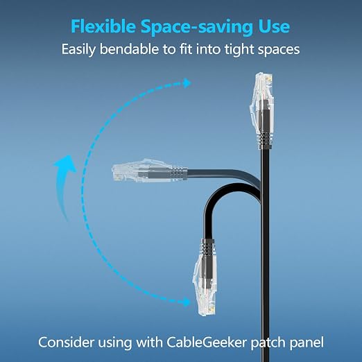 CableGeeker Patch Cables Cat6a 1ft Slim, Cat6 Ethernet Patch Cable 10G Support - Image 3