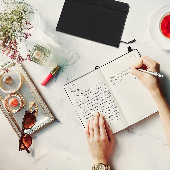 40 Pieces Small Notebooks A6 Pocket Journals 3.5 x 5.5 Inch Small Leather Notebook Mini Ruled Lined Journal with Elastic Band Pen Holder Page Marker Ribbons (Black)