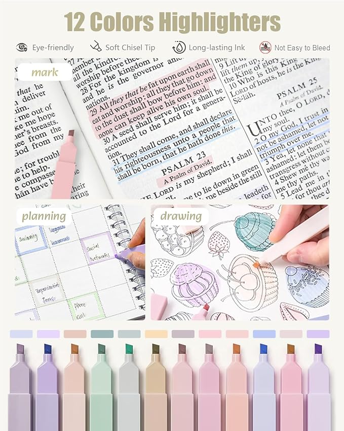 Four Candies 39 PCS Aesthetic School Supplies with Cute Pen Case, 12 Pastel Highlighters, 5 Black Ink Gel Pens, 6 Mechanical Pencils Set 0.5 & 0.7 mm for Students Stationary College Essentials (Pink)