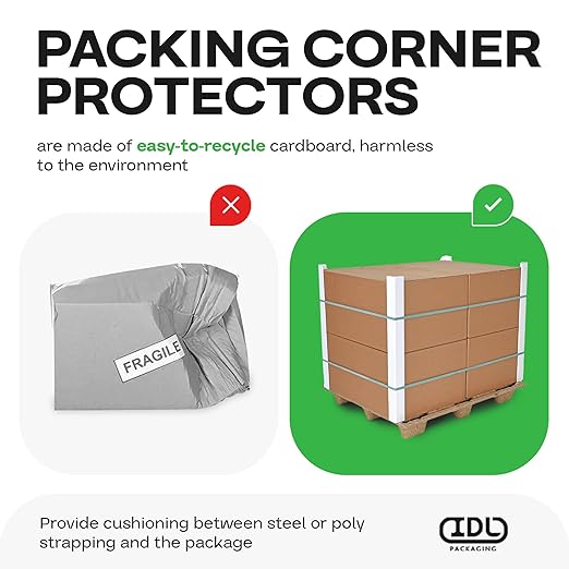IDL Packaging 2” x 2” x 18” Cardboard Edge Protector (Pack of 20) - Corner Protectors for Shipping, Storage, & Moving – Reinforced Corner Guard Protection for Pallets, Wall Corners, & Furniture