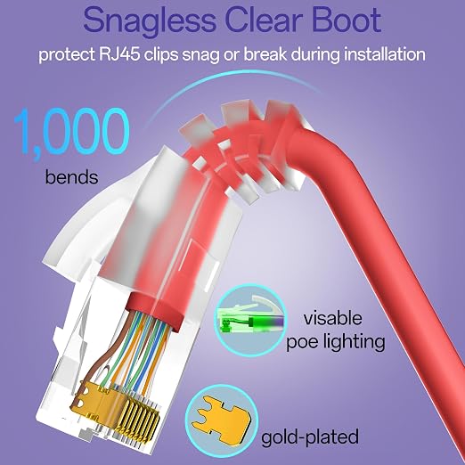 Cat6a Patch Cables 1ft Slim, Cat6 Ethernet Patch Cable Pure Copper, Flexible - Image 5