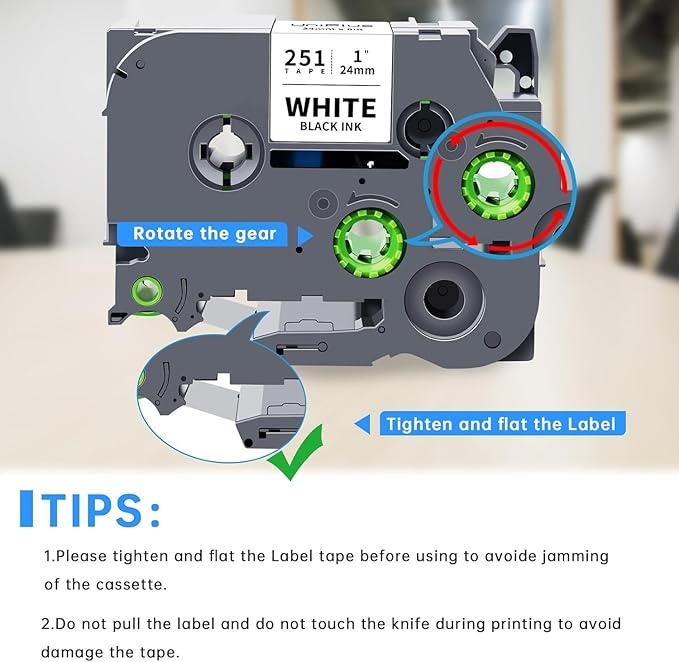 6-Pack Compatible for Brother Tze-251 Tze-151 Tze-451 Tze-551 Tze-651 Tze-751 24mm 0.94" TZ Laminated Label Tape PTouch 1 inch Tape Work for PTP700 PTD600 PTD610BT PTP710BT PTP750W PTP910BT