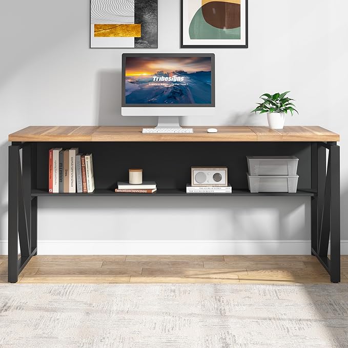 Tribesigns 63" Executive Desk with Reversible File Cabinet, Large L-Shaped Office Desk with Drawers, Business Furniture Workstation for Home Office