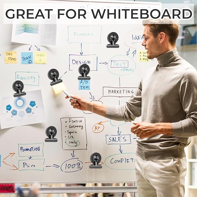 140 Pack Strong Magnetic Clips, Black Fridge Magnets Refrigerator Magnet, Magnet Clips for Photo Displays, Whiteboard Magnets for Home, Office, Classroom