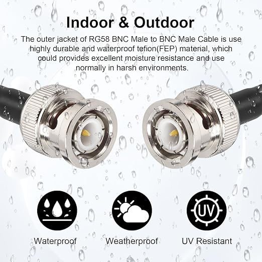 MOOKEERF BNC Cable - 20FT RG58 50 Ohm Male to Male Coax Low Loss Extension - Image 5