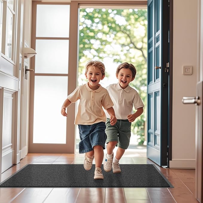 Front Door Mat, 3' x 6' Heavy Duty Indoor Outdoor Door Mat for Entryway, Commercial Door Mats Entrance, Low Profile Welcome Mats Non-Slip, Durable Rubber Backing Entry Mat for Patio, Home