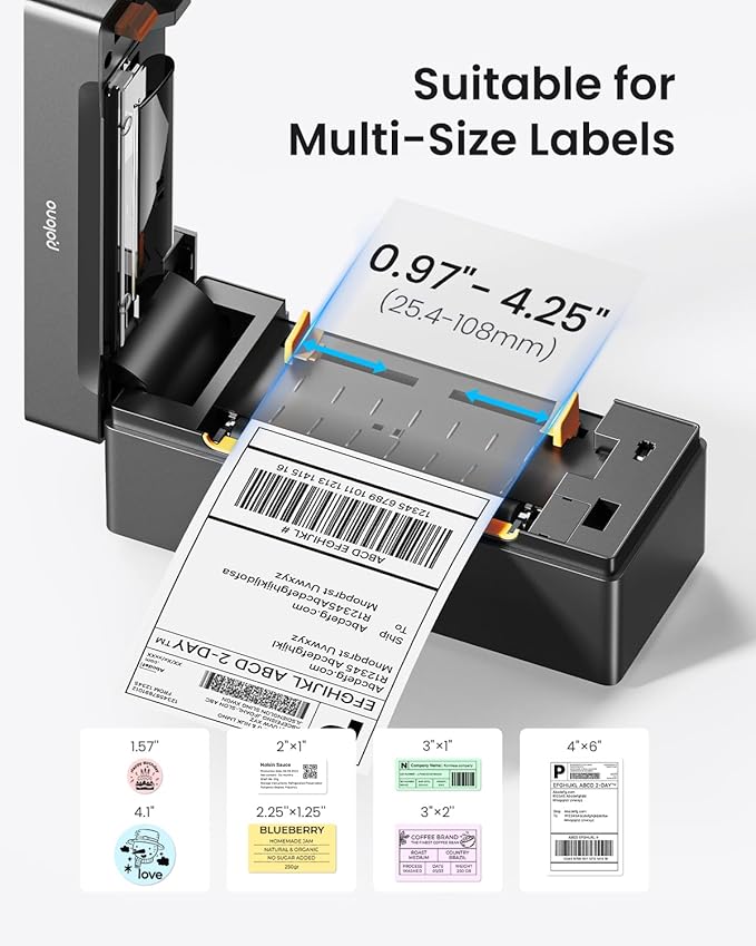 POLONO Bluetooth Thermal Shipping Label Printer, Wireless 4x6 Shipping Label Printer for Small Business, Support iOS, Android, Windows and Mac, Compatible with Amazon, Ebay, Shopify, Etsy, USPS(Black)