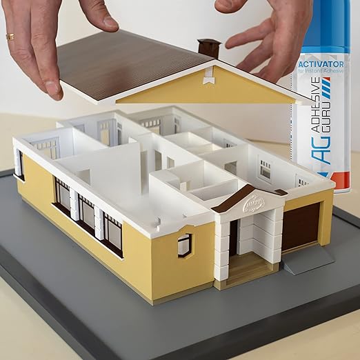 Adhesive Guru CA Glue with Activator Woodworking (4 x 0.9 oz - 4 x 3.38 fl oz) Cyanoacrylate Super Glue for Plastic, Glass, Ceramic, DIY, 3D Printing (4 Pack)