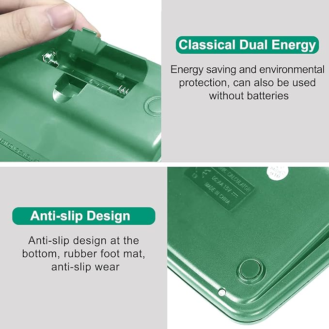 8 Pack Calculator Desktop, 12-Digit Solar Basic Calculators Dual Power Electronic Calculators with Large LCD Display Big Button for Office Home and School (Dark Green)