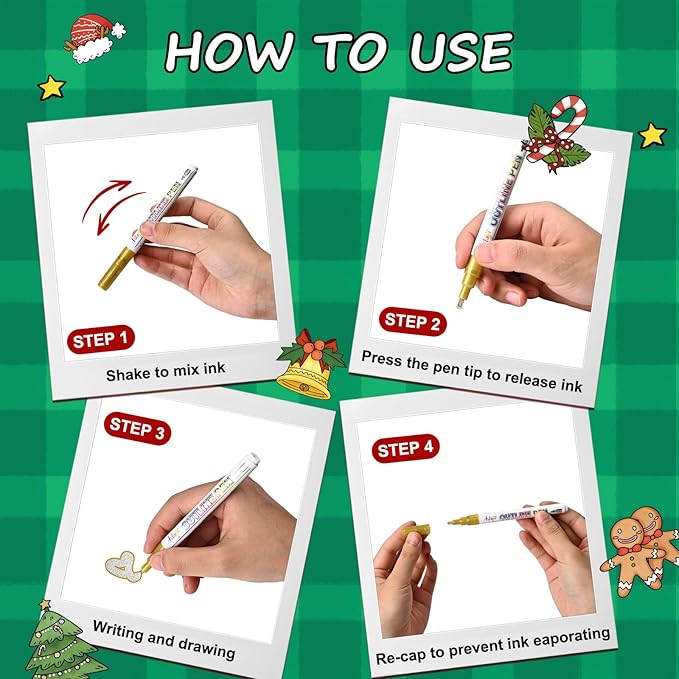 Glitter Markers Outline Pens, Teen Girl Gifts Trendy Stuff 4-16 Year Old, 18 Pack Gold and Silver Shimmer Metallic Marker Arts Crafts Supplies for Kids Ages 6 to 8, 9-12 Birthday Gifts for Tweens