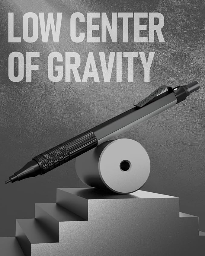 Four Candies 0.5mm Mechanical Pencil Set with Case, 3PCS Metal Artist Lead Pencil with 8 Tubes (480PCS) HB Lead Refills, 3 Erasers, 9 Eraser Refills For Engineer Art Writing Drawing Drafting, Black