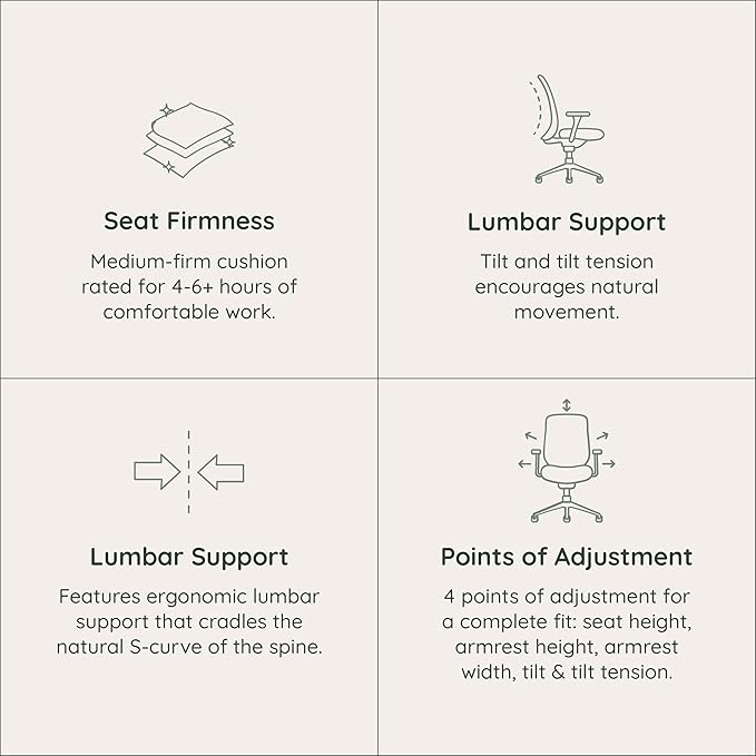 Branch Daily Chair - Vegan Leather Office Chair with Swivel, Lumbar Rest, and Adjustable Armrests - Comfortable Seating for Improved Posture and Productivity - Black