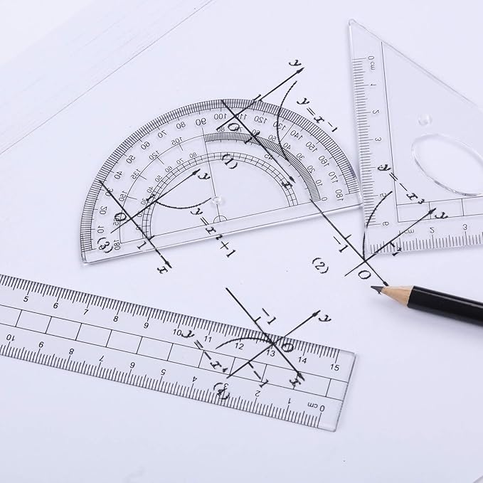 10 Pieces Math Geometry Kit Set Student Supplies with Shatterproof Storage Box,Includes Rulers,Protractor,Compass,Eraser,Pencil Sharpener,Lead Refills,Pencil,for School and Drawings（Pink）